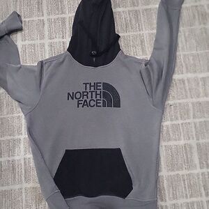 The North Face Hoodie S Gray Long Sleeve Front Logo Pullover Men Sz M
